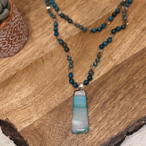 LONG FASHION STONE NECKLACE - Picture 4 of 8